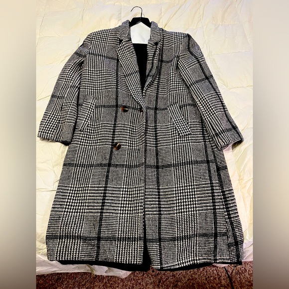 Check Longline Faux Wool Coat, Nasty Gal large (fits like medium or small) - Picture 1 of 9